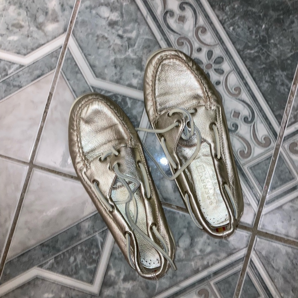 Gold Sperry Loafers size 9